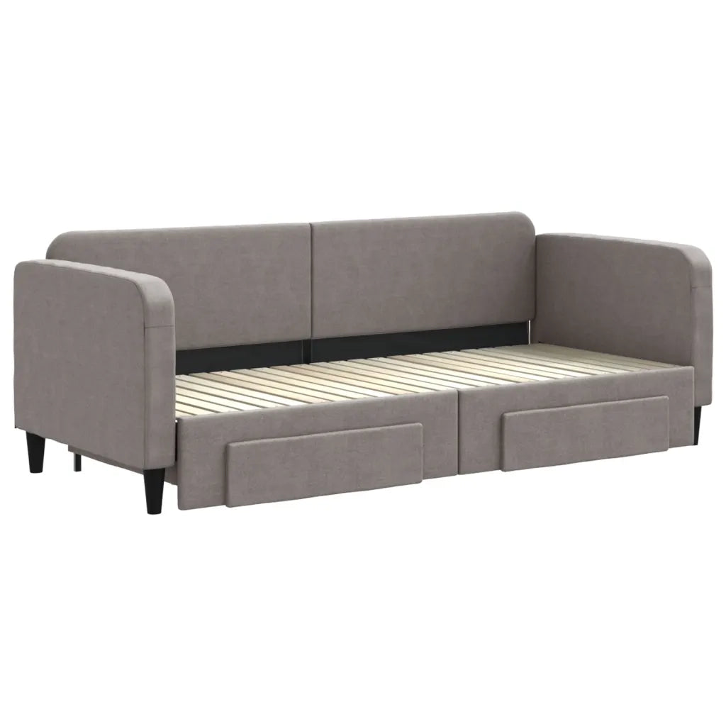 Divano Letto Estraibile con Cassetti-Sofa Letto-Daybed Tortora 80x200 cm Tessuto 602436