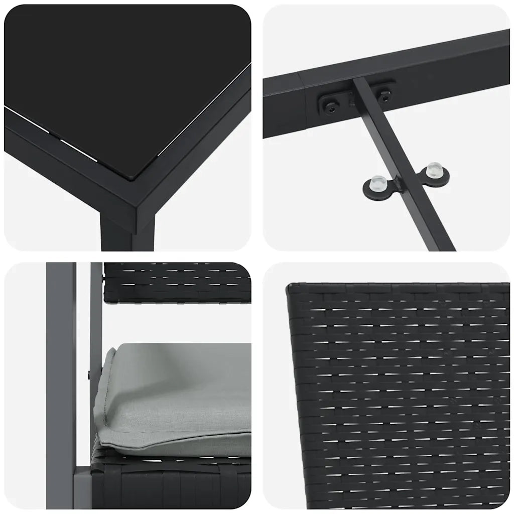 Set da Pranzo per Giardino 5 pcs Nero e Grigio Chiaro 3379073