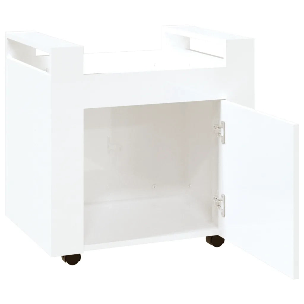 Carrello Scrivania bianco lucido 60x45x60 cm Legno Multistrato 816610