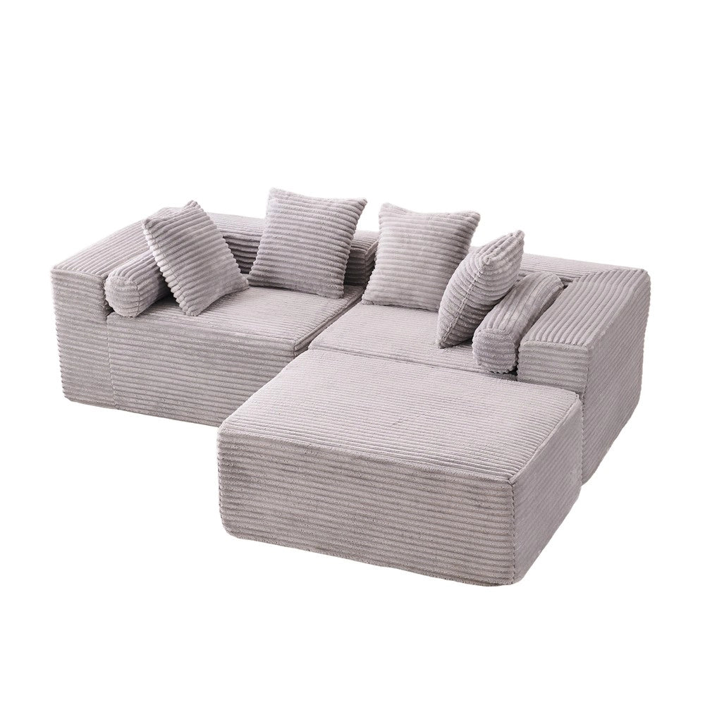 Divano angolare con chaise longue ¨C Minimal ¨C grigio in tessuto chenille