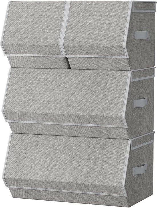 Scatole di archiviazione in metallo con coperchi - cassetti per abbigliamento - chiusure magnetiche - contenitore per abbigliamento - metallo - libretti per abbigliamento - colore grigio chiaro