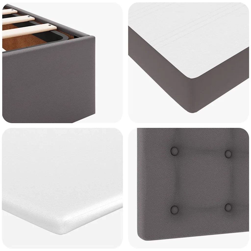 Struttura Letto Pouf con Materassi Grigio 200x200 cm Similpelle 3311964