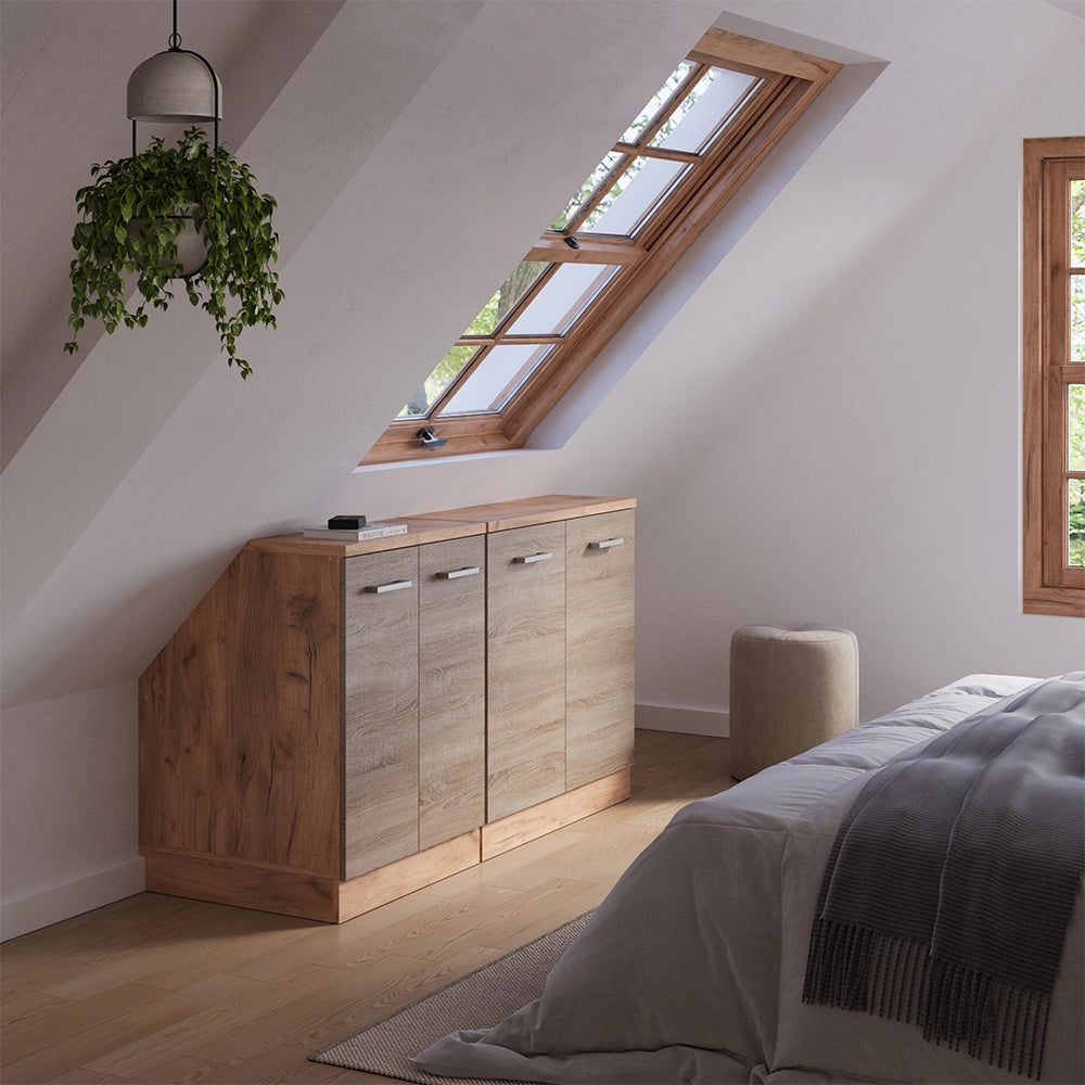 Set di mobili sottotetto Rion Sonoma/Rovere dorato 140 cm Set di 2 carcasse armadio profondità 60 cm Vicco