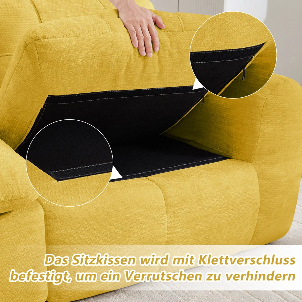 Divano modulare 3 posti - con seduta ergonomica e design senza telaio - in chenille gialla