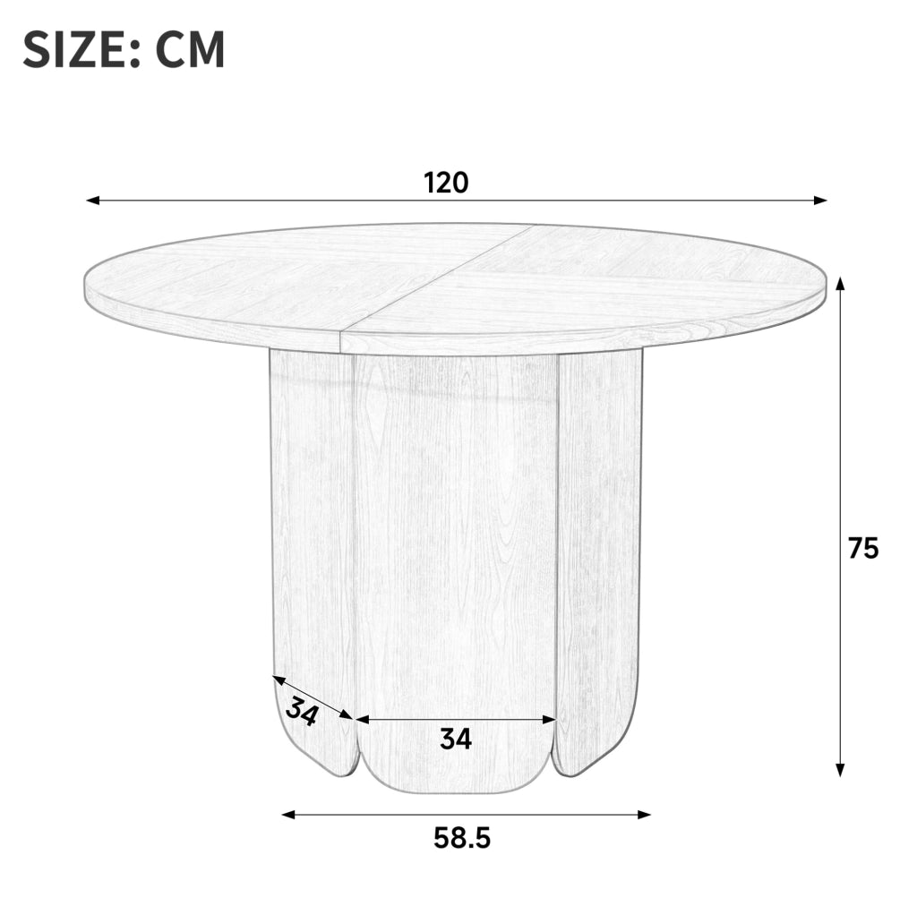 Tavolo da pranzo rotondo 120 cm in MDF; colore noce