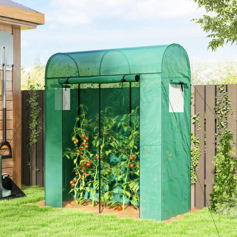 Serra per pomodori, serra a tunnel in polietilene con porta avvolgibile, finestra a rete, tetto ad arco, 170 x 68 x 200 cm, verde