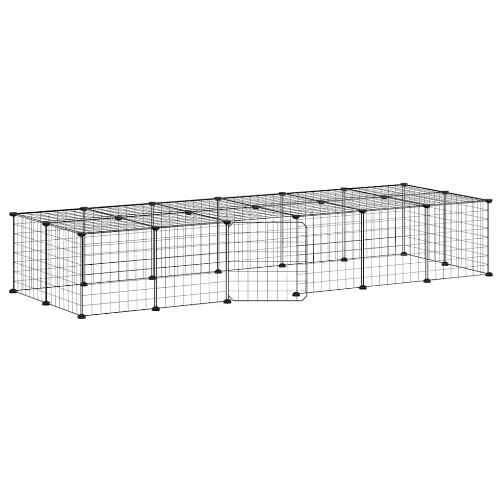 Gabbia per animali domestici a 28 pannelli con porta 35 x 35 cm nera 02_0041576