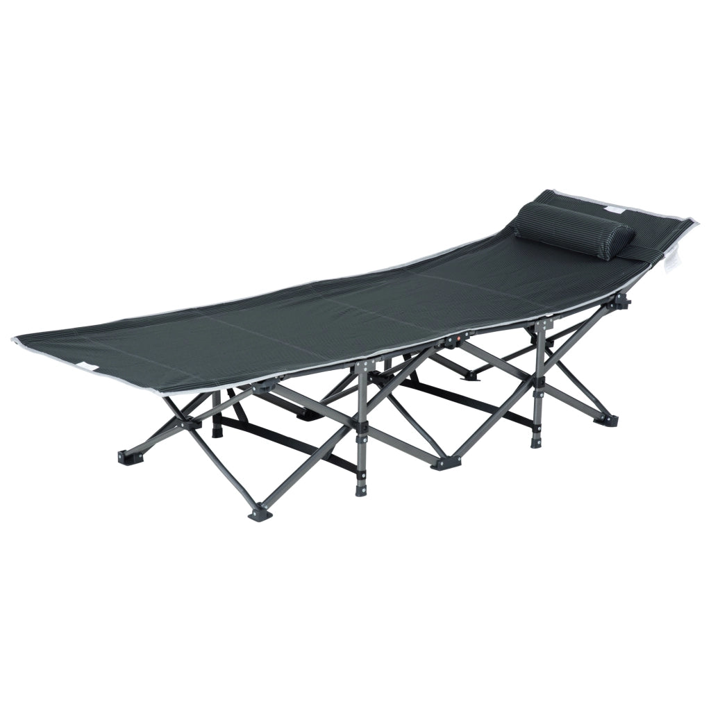 Letto da Campeggio Pieghevole Imbottito con Tasca ¨C Zephmum ¨C Grigio 188x64.5x53 cm