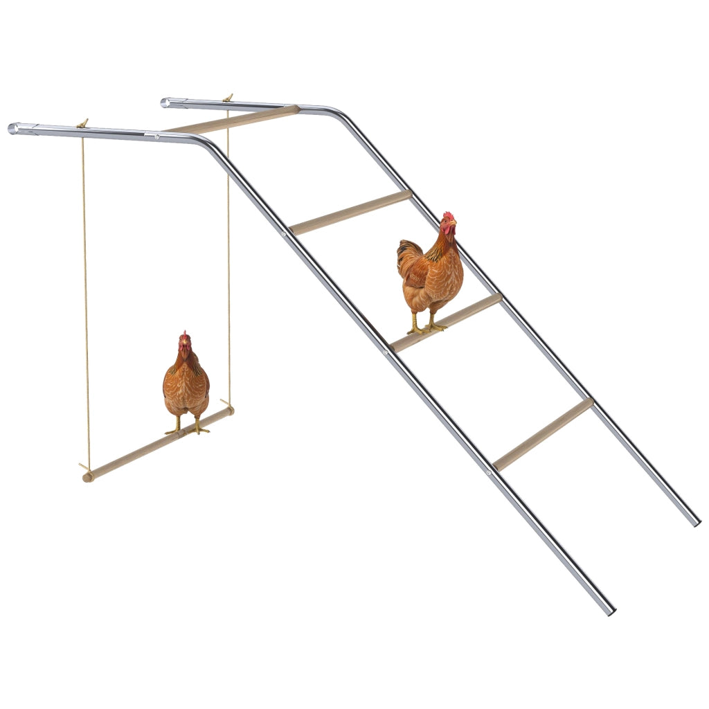 Gioco per Polli in Legno con Altalena Regolabile ¨C zephmum ¨C 82x150x110 cm Argento