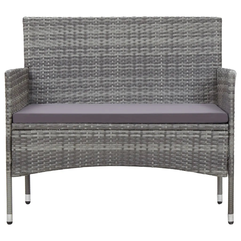 Set Divani da Giardino 4 pz | Set Salotto da Giardino con Cuscini in Polyrattan Grigio