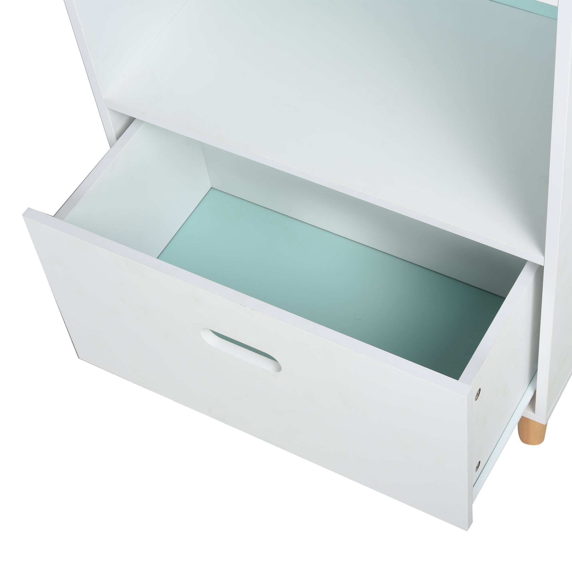 Libreria 4 Ripiani 1 Cassetto 50x30x142 cm  Bianco e Azzurro