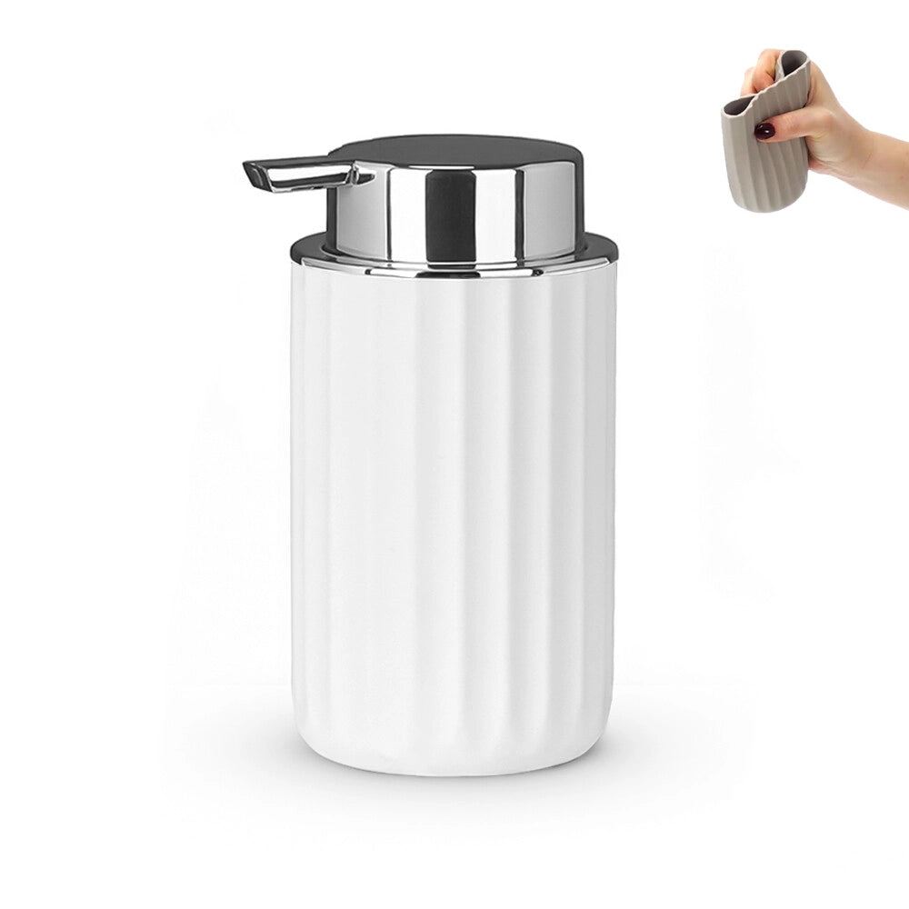 Dispenser sapone bianco con dosatore cromato in gomma termoplastica - Gummy