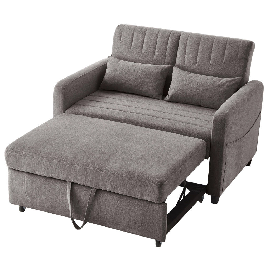 Divano letto a due posti - Zephmum - Design estraibile, schienale regolabile, tessuto lino-cotone