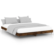 Letto matrimoniale | Letto per adulti | Giroletto senza Materasso Rovere Fumo 200x200 cm in Truciolato