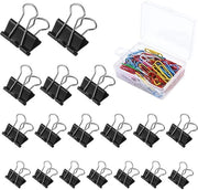 Set di Clip per Documenti Multifunzionali a 90 pezzi - 15 mm/19 mm/25 mm/32 mm - Clip per Documenti - Accessori per Ufficio