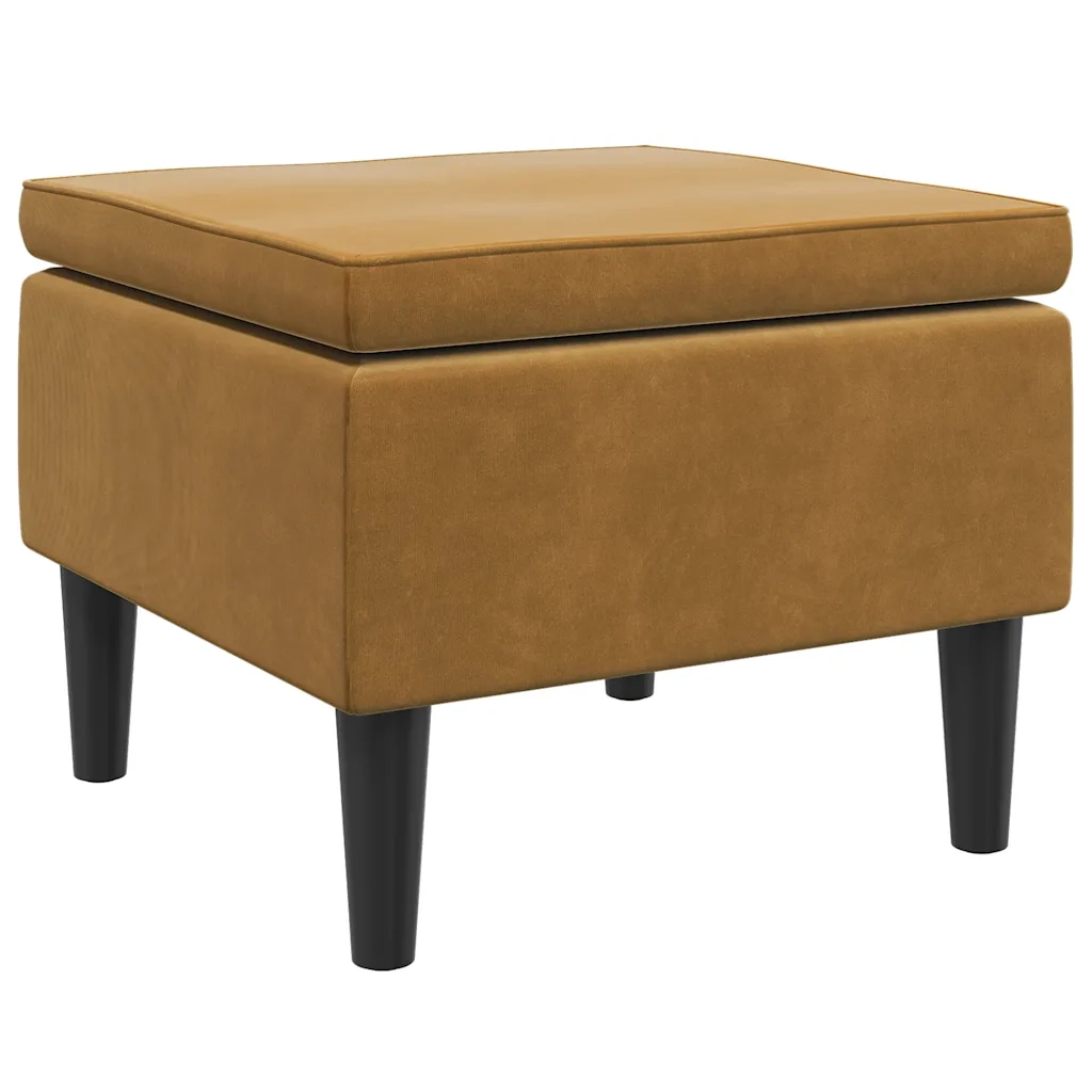 Poggiapiedi con Gambe in Legno Marrone in Velluto 329444