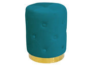 Pouf Salotto/Camera Rotondo Imbottito Modello Velvet Chic Tinta Unita - Pouf - Petrolio
