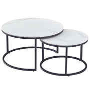 Tavolino da caffè TAJDA set da 2 (marmo bianco)