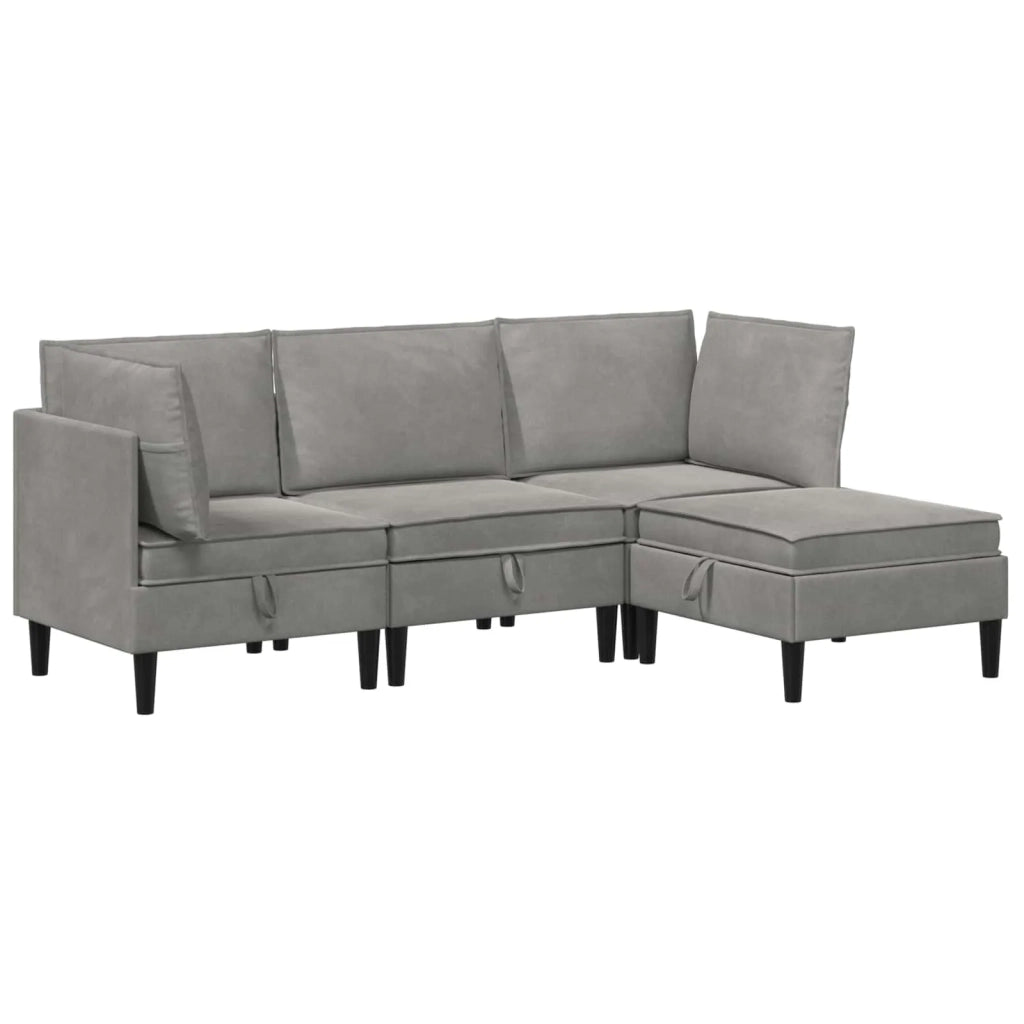Set di mobili per il soggiorno 4 pcs Grigio Chiaro Velluto 3413730
