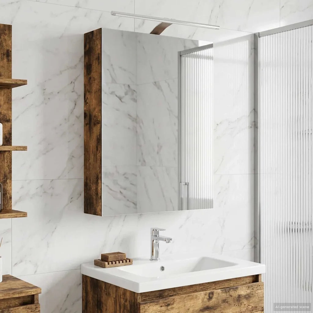 Mobiletto per specchio da bagno Rovere fumé 50 x 14,5 x 70 cm 889051