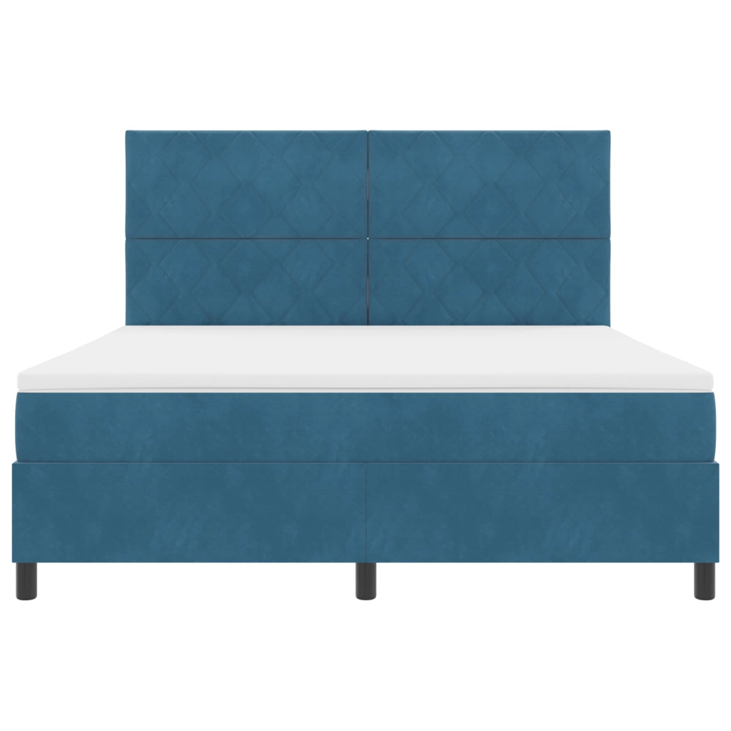 Letto con Box Spring e Materasso & LED Blu Scuro 180x200 cm Velluto