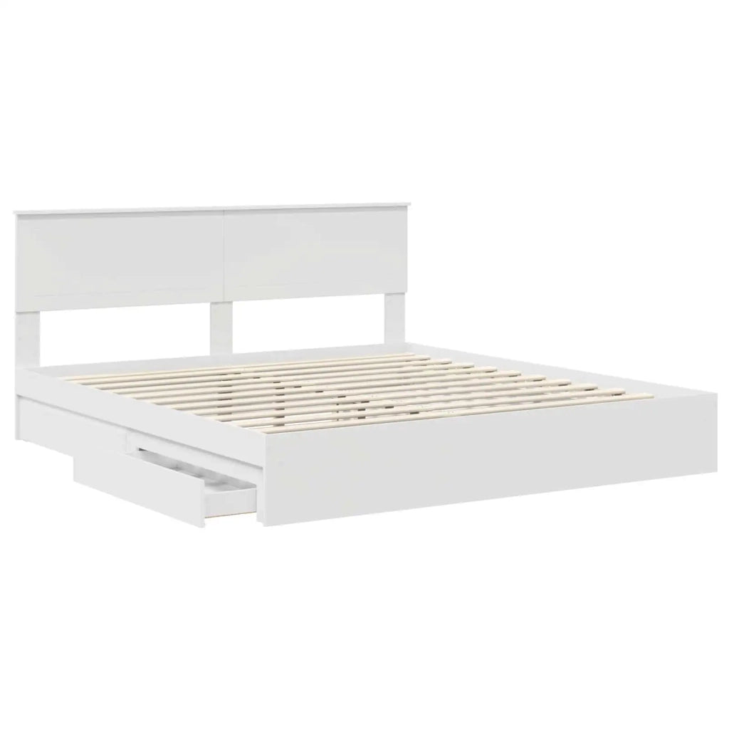Letto con Contenitore Bianco 180 x 200 cm Legno multistrato