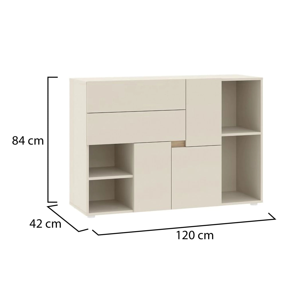 Madia Lerimi, Credenza 2 Ripiani, 120x42x84h cm Beige Cashmere