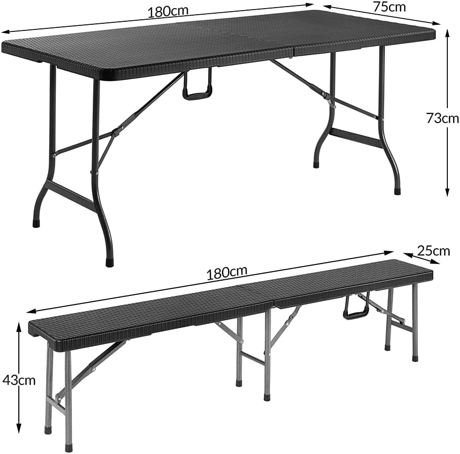 Set Mobili da Birreria 180 cm Pieghevole 2x Panca da Sagra 1x tavolo XL Set Outdoor Campeggio Interno Esterno
