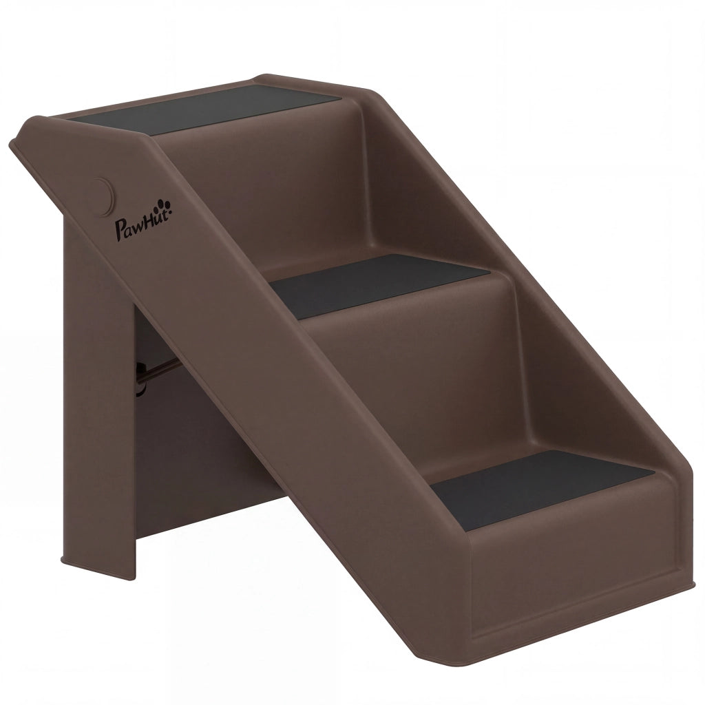 Scaletta per Cani e Gatti 53x30,5x36,5 cm con 3 Scalini Antiscivolo in PP e EVA Marrone