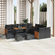 Set Divano da Giardino con cuscino 18 pcs Nero polyrattan