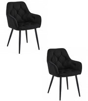 Sedie da pranzo Valora LUKK - Velluto nero con gambe nere x 2