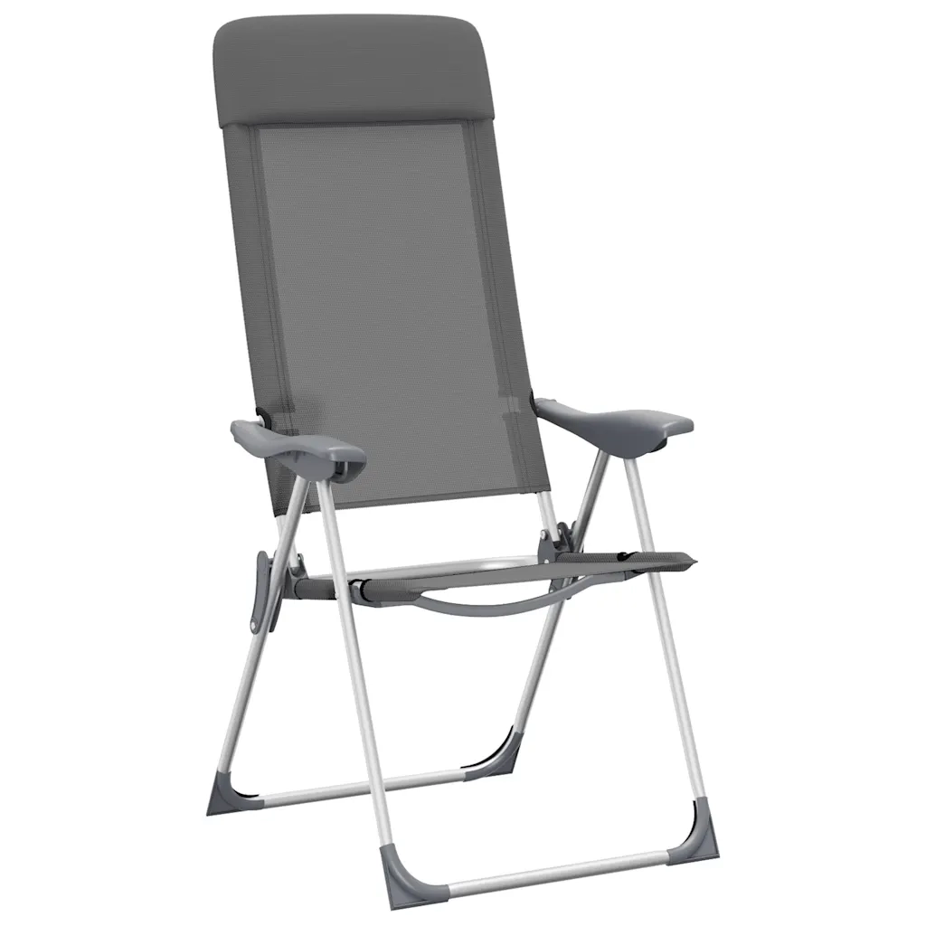 Sedie Pieghevoli da Campeggio 2 pz Grigio in Alluminio 44304