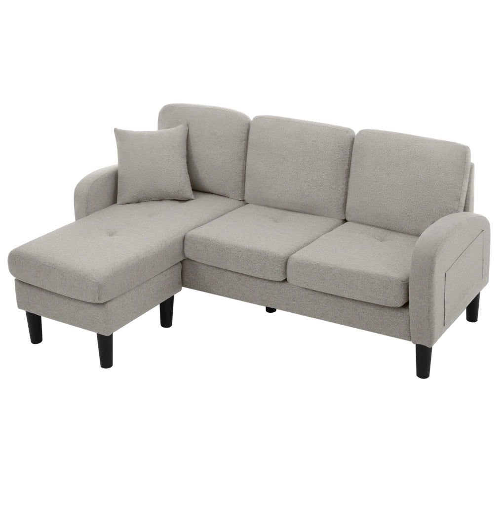 Divano angolare 166x118x77 cm con chaise longue modulare 3 posti grigio