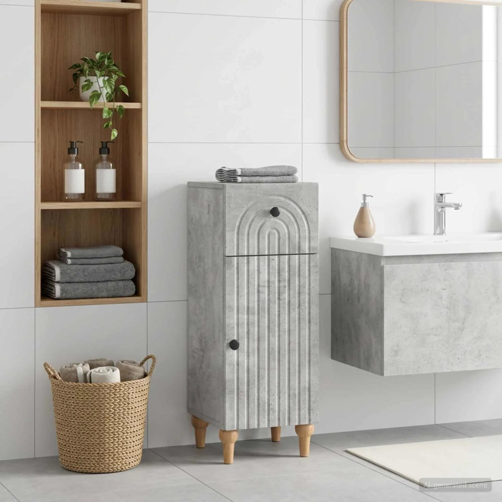 Mobiletto da Bagno ALKMAAR Grigio Cemento 30 x 31 x 80 cm 896168