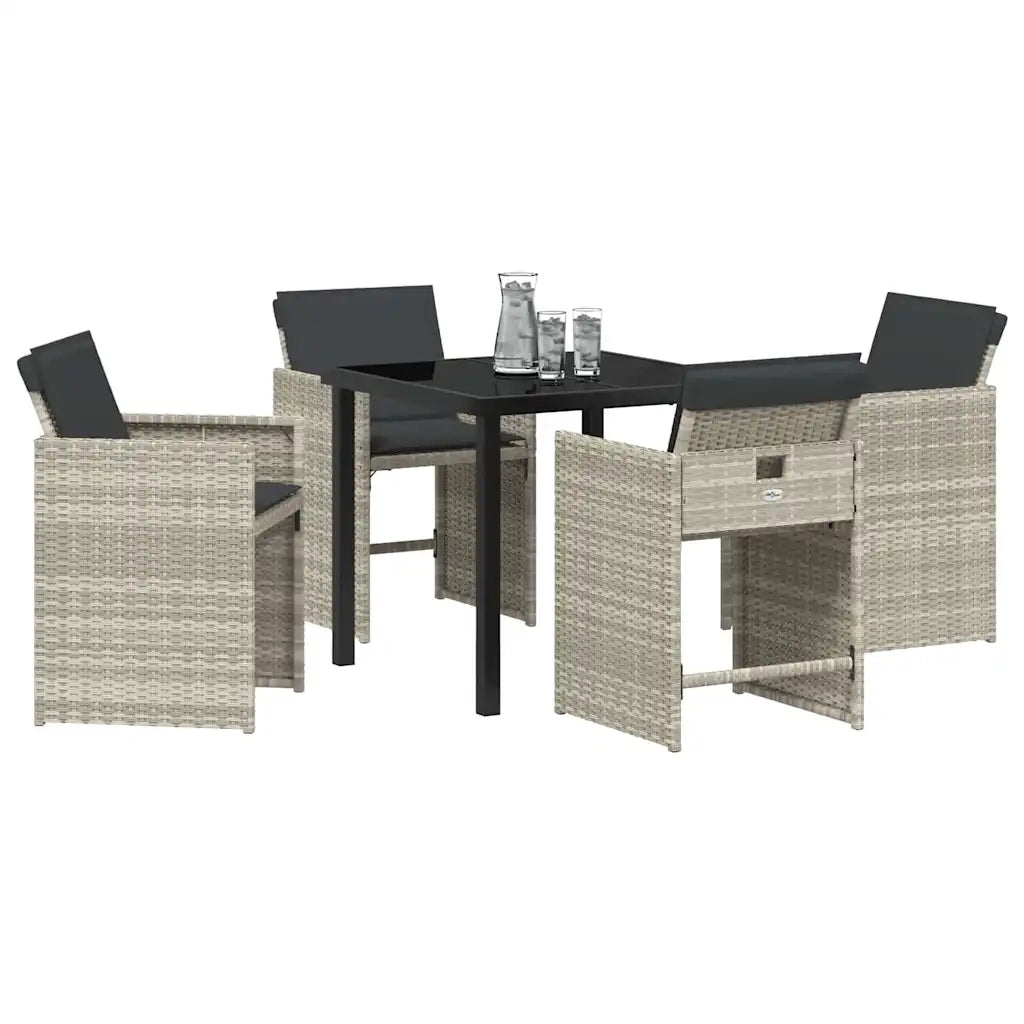 Set da Pranzo per Giardino 5 pcs Grigio chiaro polyrattan