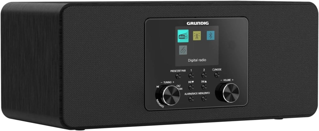 DTR 4600 2.0 DAB+ Radio digitale FM 2.0 Sistema di altoparlanti stereo da 10 W RMS, Funzione Allarme, Automatico addormentato, Display a colori, Nero