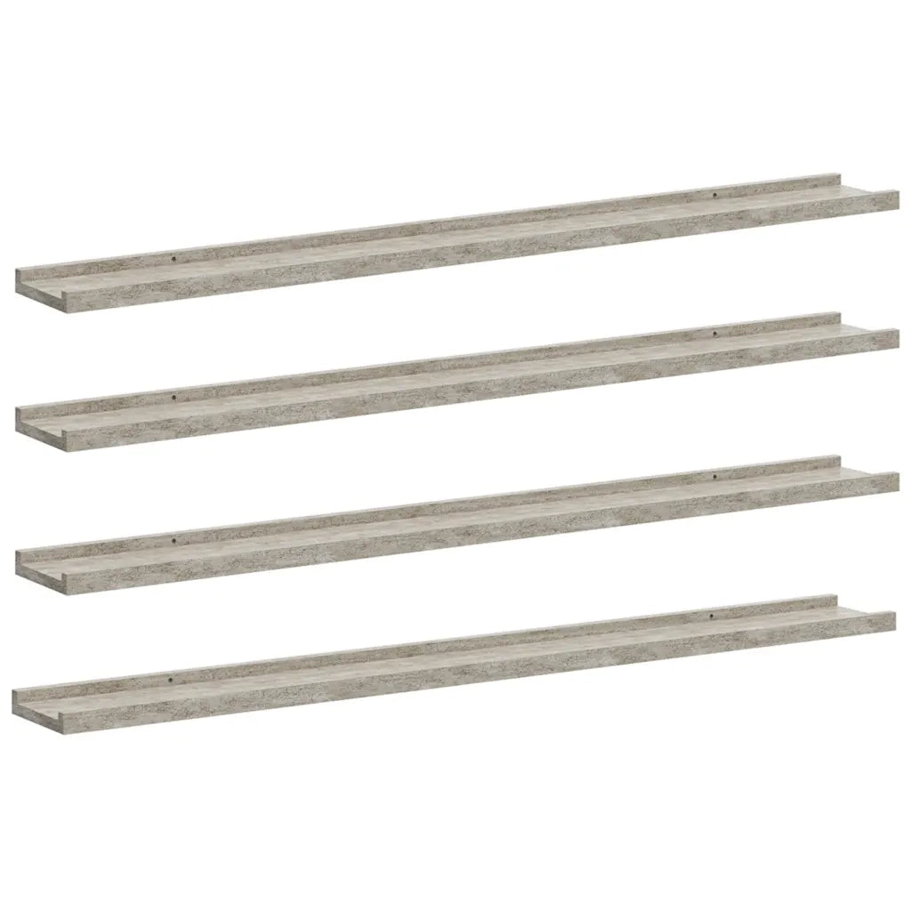 Mensole da Parete 4 pz Grigio Cemento 100x9x3 cm 326707