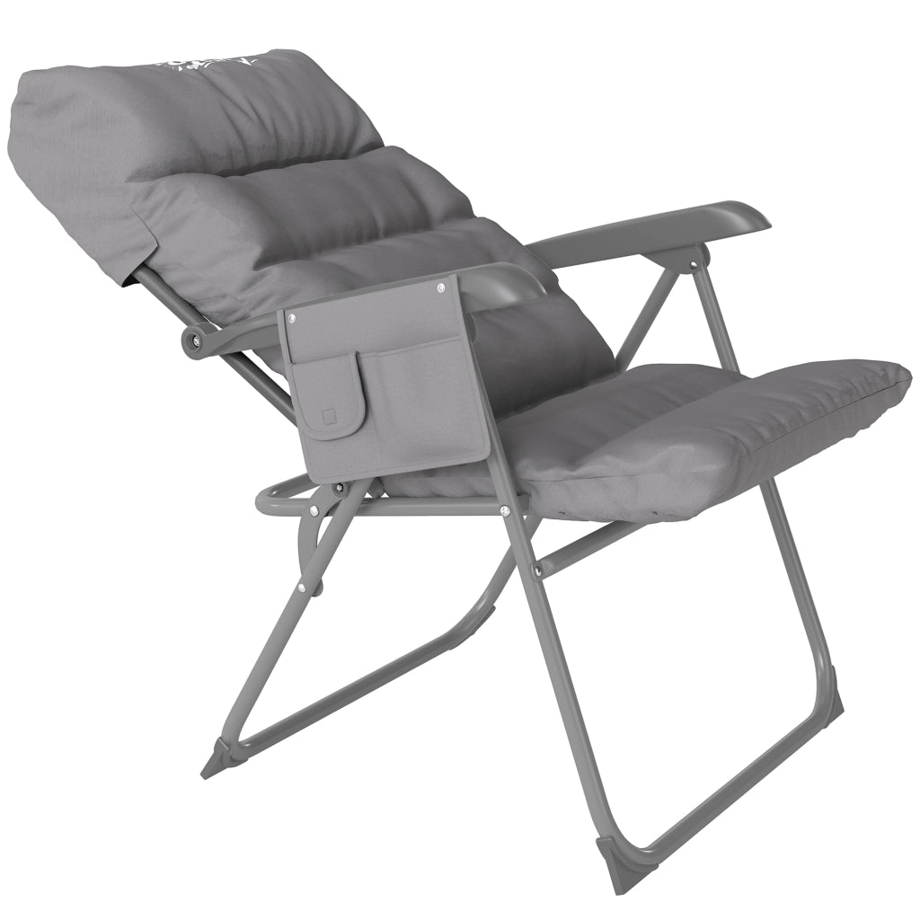 Sedia pieghevole da camping ¨C zephmum ¨C grigio, imbottita, schienale regolabile