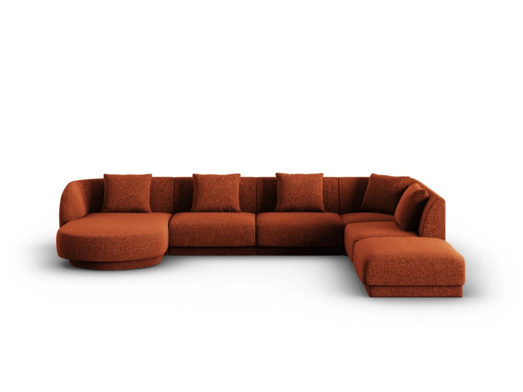 Cosmopolitan Design - Divano panoramico destro "Tulum" 6 posti in ciniglia terracotta 