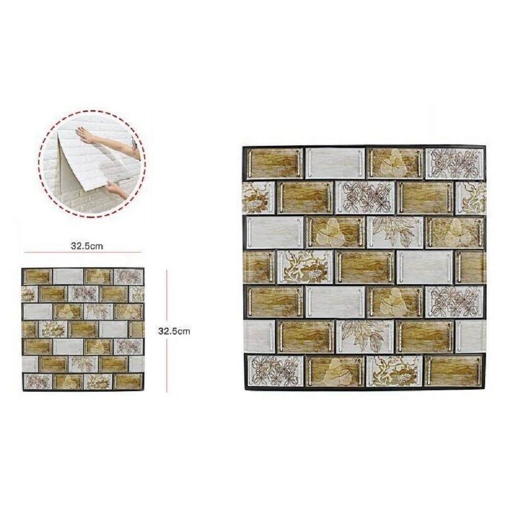 Trade Shop - Set 5 Pannelli Muro 3d Adesivo Parete Piastrelle Mattonelle 32.5cm Pannello 65067 -