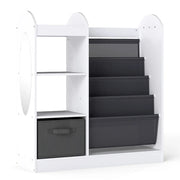 Libreria per bambini 87,5 x 30 x 90 cm con specchio e ampio cassetto in tessuto per riporre gli oggetti in modo pratico bianco 20_0018977