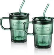 Set di 2 Tazze da Drinko in Vetro con Coperchio - Manico per Iced Coffee e Milkshakes - Resistenti al Lavastoviglie - Birra, Succo, Smoothie 

Specifica: 450ml