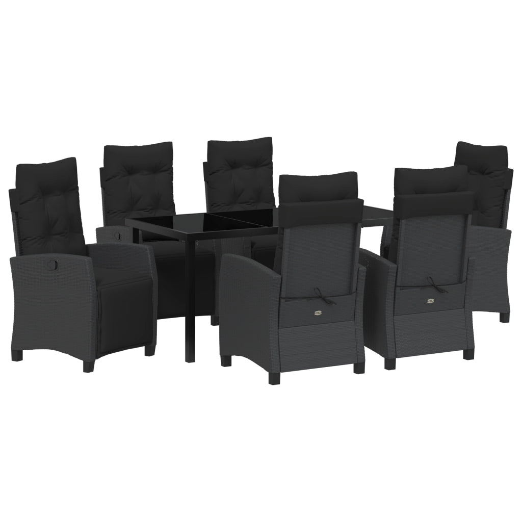 Set di Mobili da Giardino 7 Pezzi in Rattan Poligonale Nero