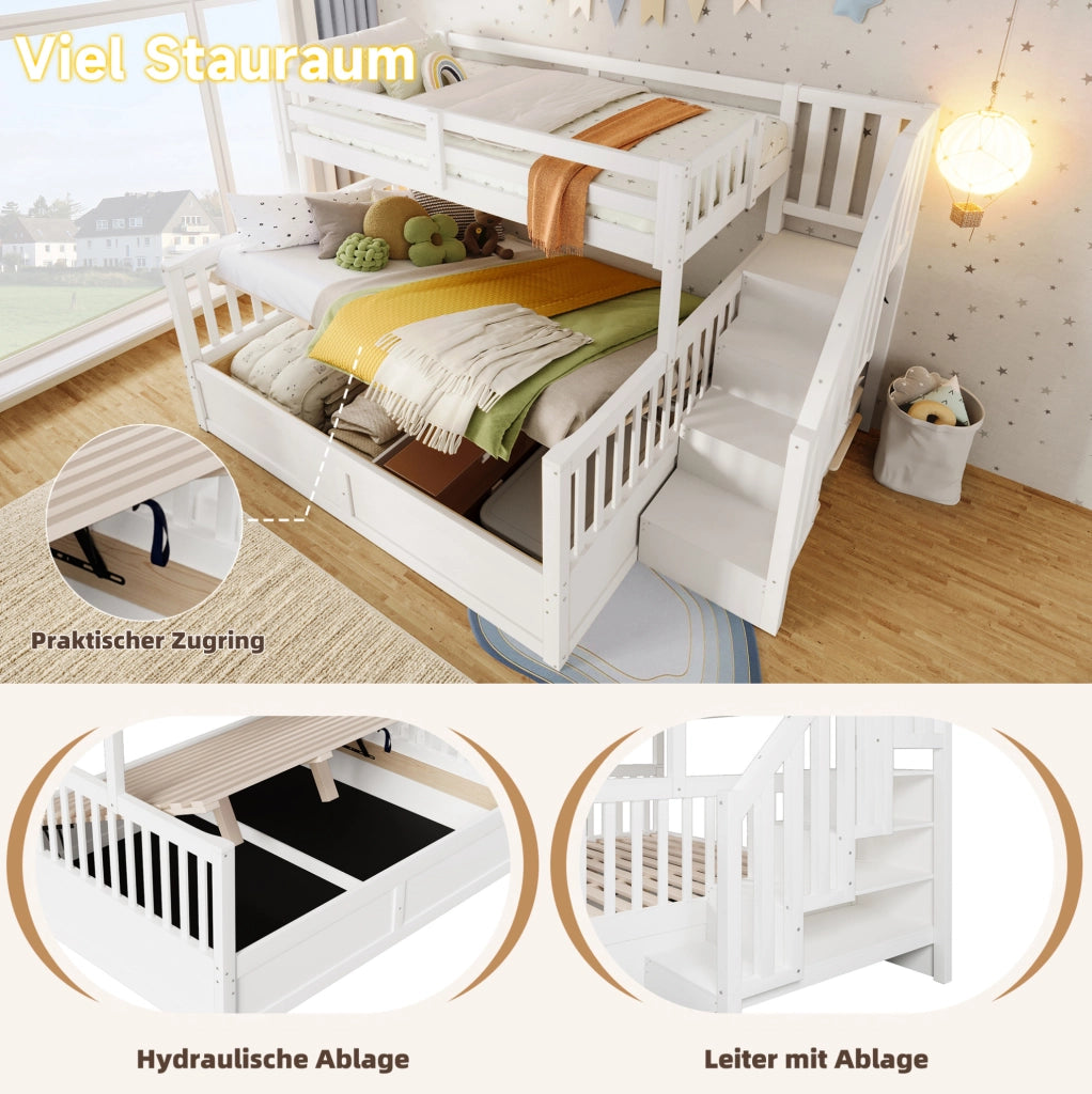 Letto a castello 90x200 e 140x200 cm con vano idraulico