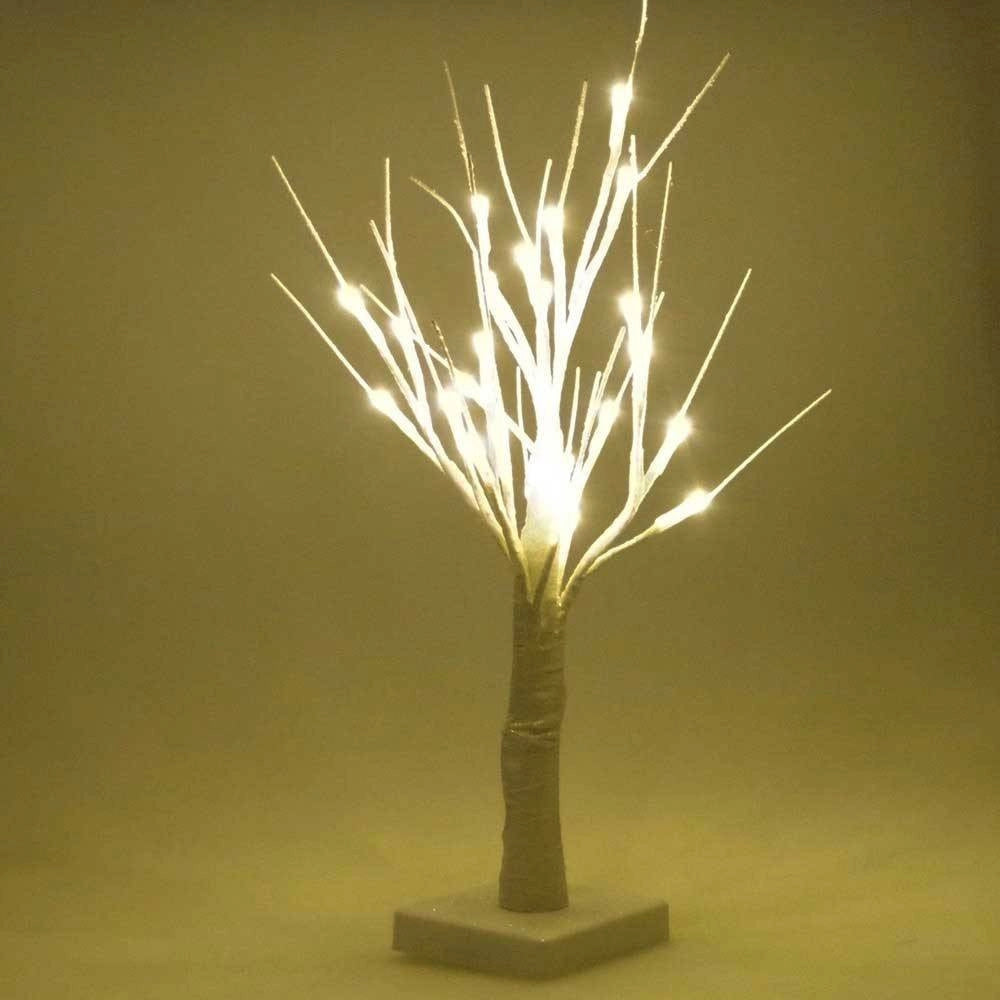 Trade Shop - Albero Decorativo Luminoso 45 Cm Per Interni 24 Led Ecologico A Batteria Bianco -