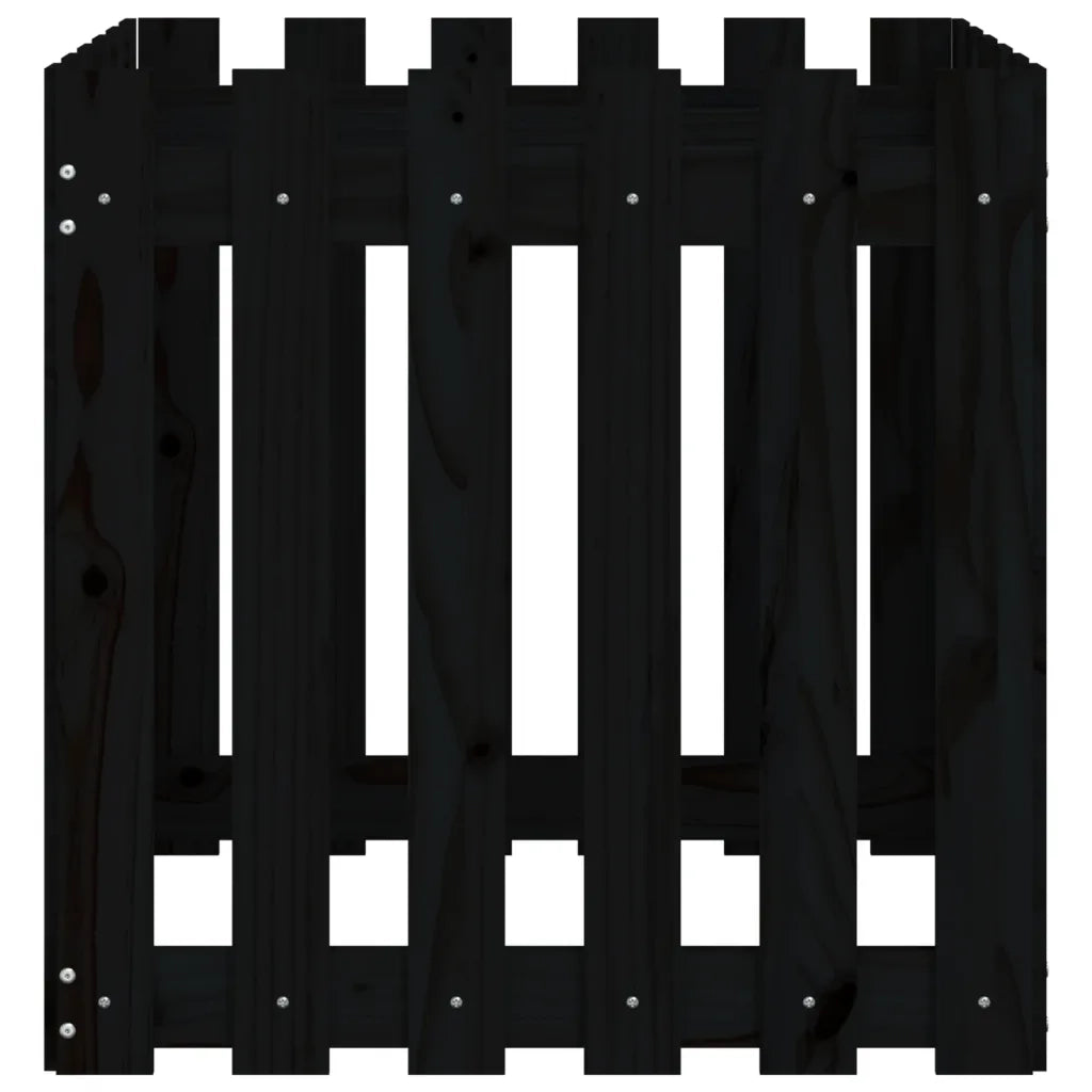 Fioriera | Cassetta per fiori | Vaso Giardino a Recinzione Nera 60x60x60 cm Massello Pino