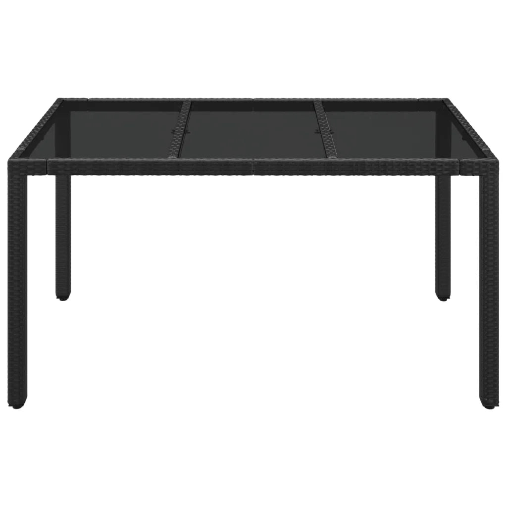 Tavolo da Giardino Piano in Vetro Nero 150x90x75 cm Polyrattan cod mxl 34359