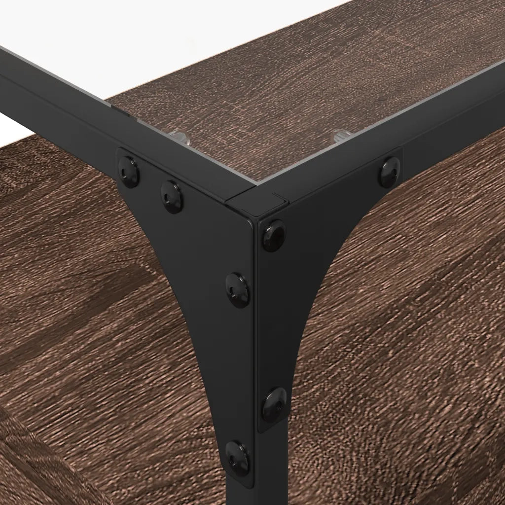 Mobile TV Piano Vetro Rovere Marrone 80x35x51 Legno Multistrato 846063