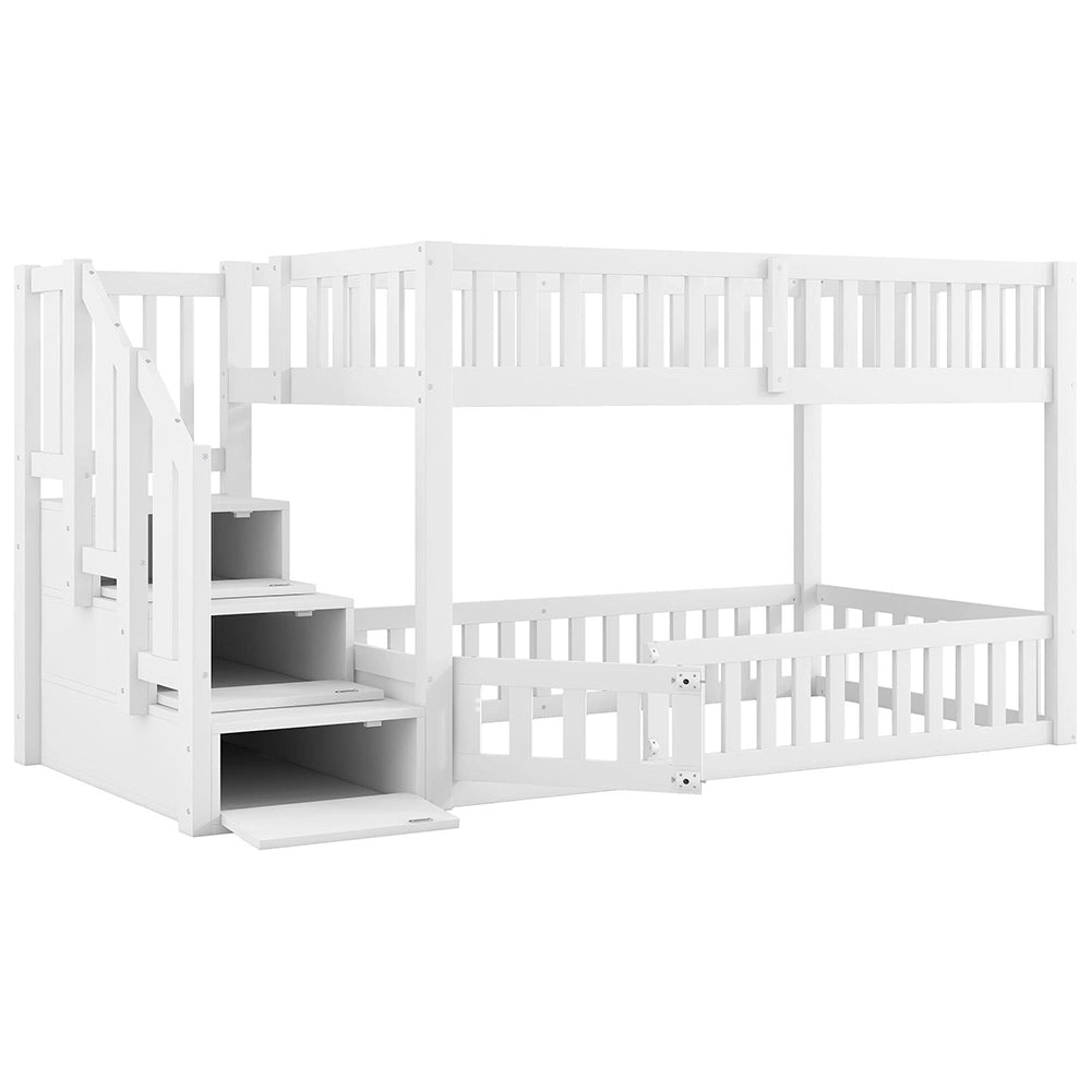 Letto a castello 90x200cm?- Xylo - scala ripostiglio bianco