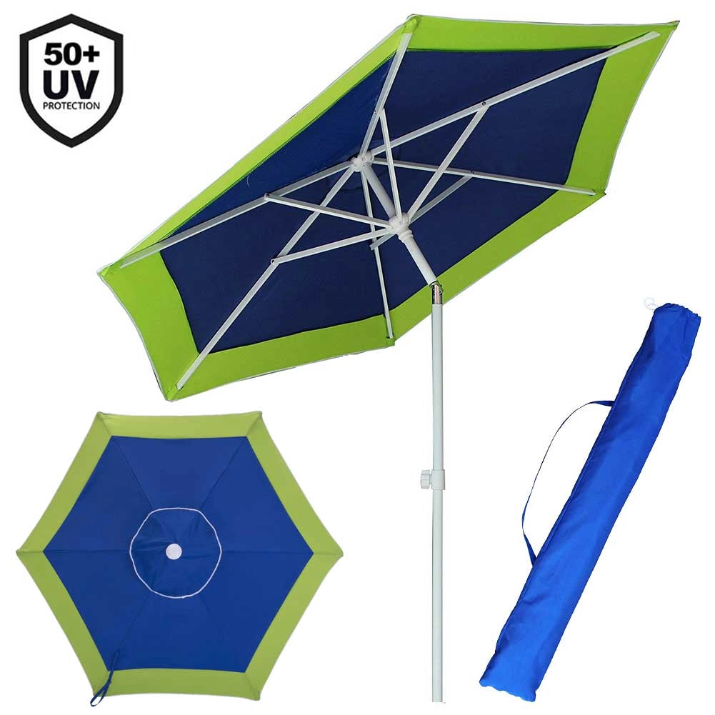 Ombrellone Mare Spiaggia Giardino Acciaio Grande 210cm con Custodia Bicolore